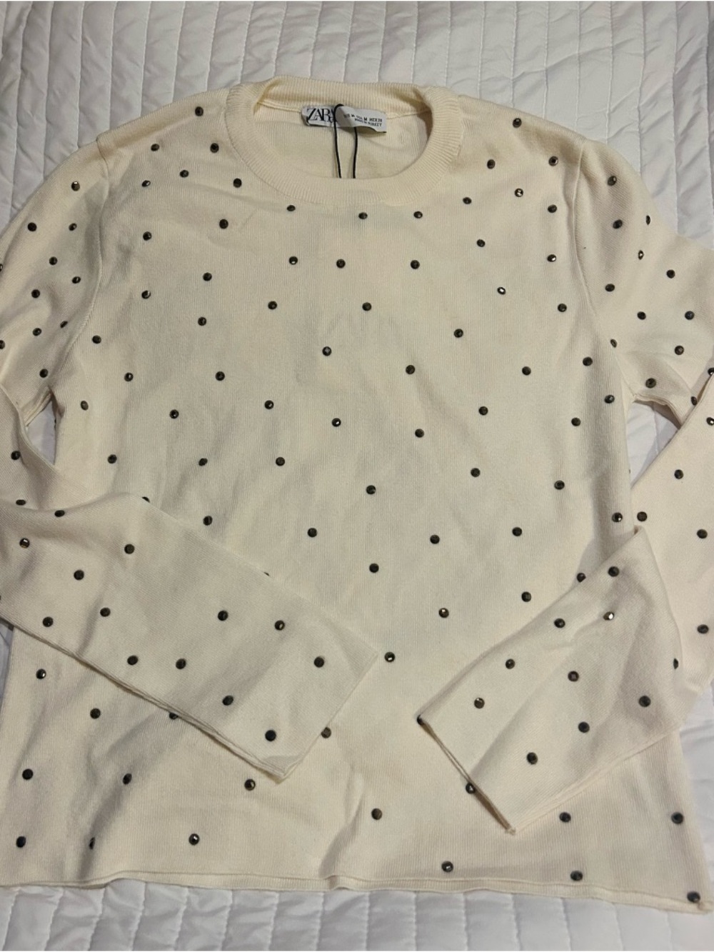 Zara Cream Long Sleeve with Black Stud Details